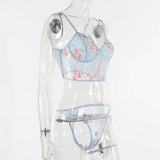 Porn Women 2 Pieces Sexy Lingerie Set See Through Lace Floral Bra Brief Underwear Erotic Lingerie Sets