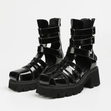2025 Brand Fashion Women's Black Summer Gladiator Sandals Fashion Leisure Square Heels Casual Platform Shoes Big Size 43