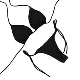 2025 Sexy Halter Solid Color Bikini Set Women's Swimsuit Two-Piece Triangle Thong Swimwear Bathing Suit for Beach Biquinis