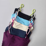 Women's Sexy Backless Yoga Sports Vest Fixed One-Piece Cup Contrast Suspender Beautiful Back Fitness Bra for Active Wear