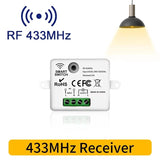 RF 433MHz Wireless  10A Relay Receiver Remote Control Light Switch 220V 110V Mini Round Button Wall Panel Switch For LED Lamp
