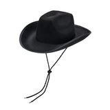 Women Men Cowboy Hat Classic Roll Up Brim Fedora Cowgirl Hat Western Retro Sun Cap Stage Performance Hat