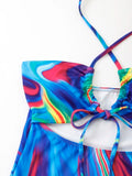 2026 Allover Print Cut-out One Piece Swimsuit Halter Swimwear Women Bathing Suit Female Swimming Summer Beachwear Bodysuit