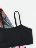 3 Pieces High Waist Bikinis 2026 Women Printed Swimwear Female Bandeau Swimsuit With Kimono Bathers Swimming Bathing Swim Suit