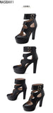 Trendy Hot Sale Summer Fashion Peep Toe Platform High Heels Roman Ankle Sandals Woman's Hollow Out Party Sandals Plus Size 34-50