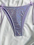 Sparkling Glitter Halter Bow Bikini Female Swimsuit Women Swimwear Two-pieces Bikini Set High Cut Bather Bathing Suit Swim Lady