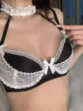 Anime Maid Lace Bra Set S-XL Christmas Neck Tie Wireless Push Up  Small Chest Anti Sagging Pure Kawaii Bralette  セクシー Underwire