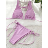 Sexy 11 Color Halter Mini Micro Thong Bikini Female Swimsuit Women Swimwear Two-pieces Bikini set Bather Bathing Suit Swim V4064