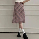 Sweet Skirts Chic Plaid Mini Skirt High Waist A-Line Korean Sle Commute Spring New Arrival Women's Fashion Mid-Length Skirts I3G