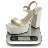 Silver Women Sandals Square Toe 12.5cm High Heel 4.5cm Platform Buckle Strap Large Size 43 44 45 46 Sexy Dating Shoes