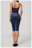 New Fake Two-piece Yoga Sets Women Striped Shock-absorbing Slim Sports Tank Top Fitness Suit Gym High Waist Mid Pants Tracksuit