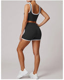 Summer Color Contrast Yoga Suit Women Shock-absorbing Sports Bra High Waist Hip Lifting Shorts Training Running Fitness Outfits