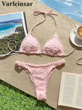 2026 Flower Printed Halter Bikini Women Swimwear Female Swimsuit Two-Pieces Bikini Set Brazilian Bather Bathing Suit Swim V8270