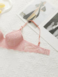 Pink lace gathered lifting sexy bra for all seasons daily women's underwear simple French style B6048