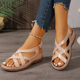 Rome Style Cross Strap Wedges Sandals Women Summer Lightweight Platform Sandles Woman Plus Size 43 Peep Toe Gladiator Sandals