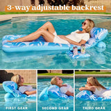 Joyfy Adjustable Backrest Pool Lounger Float With Cup Holders