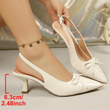 Bow Pointed Toe High Heels Sandals Women Fashion Design Stiletto Heeled Mules Sandals Woman Summer Plus Size 43 Slingback Shoes