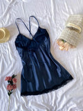V-neck Lace Camisole Nightgown Hot Backless Sexy Women Sleepwear Short Silk Sleep Shirts Elegant Pajamas Lingerie Night Dress