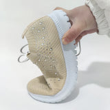 Women's Slip-On Crystal Sneakers 2025 Breathable Mesh Plus Size 35-43 Casual Flats Women Comfort Soft Sole Running Walking Shoes