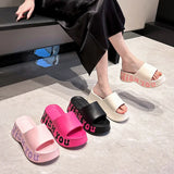 Thick Bottom Cloud Slippers Women Summer Fashion Print Wedge Platform Slides Woman Sandals 2025 Non-Slip Soft Sole Beach Shoes