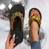 Luxury Colorful Rhinestone Flip Flops Women Fashion Weightlight Flat Slippers Woman Outdoor Non Slip Clip Toe Slides Female