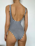S - XL V shape Wire Striped Women Swimwear One Piece Swimsuit  Female V-bar Underwired Bather Bathing Suit Swim Monokini V472