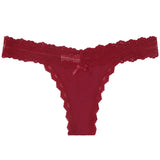 1pcs Low Waist Sexy Lace Elegant Lady Thongs Underwear Solid Breathable Sexy Lingerie Floral Female Panties Bow Women's G-string