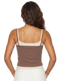 Summer Women's Camisoles Casual Stylish Contrast Color Layered Tank Tops Spaghetti Strap Slim Fit Vest Sporty Fitness Daily