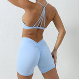 Women's 2-Piece Yoga Sets High Waist Seamless Shorts  Hip-Lifting & Backless Gym Leggings Quick Dry Workout Fitness Suits