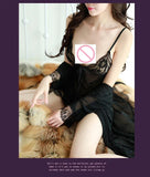 TJ large size see-through suspender sexy temptation lace nightgown temptation mesh pajamas