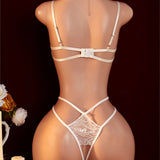 Teddy Transparent Lace Lingerie Deep V Open Bra Sexy Lingerie Women Sleepwear Open Croth Bodysuit Lenceria Porno Underwear Set