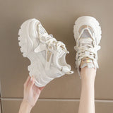 Breathable Mesh Platform Sneakers Women Spring Thick Bottom Non-Slip Casual Shoes Woman Lace-Up Chunky Sole Sports Shoes Ladies