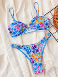 Flowers Printed U Neck Bikini Female Swimsuit Women Swimwear Two-pieces Bikini Set High Cut Bather Bathing Suit Swim Beach Wear