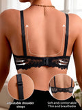 Women Floral Lace Push Up Bra Thin Breathable Full Coverage Brassiere Elegant Mesh Lace Lift Support Underwire Sexy Lingerie