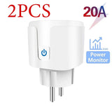 WiFi Smart Plug 16A/20A EU Smart Socket With Power Monitoring Timing Function Works with Tuya Smart Life App Voice Control