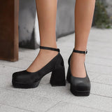 2026 Spring Style Suede Women's Thick-Soled High Heels with Ankle Buckles Women's High Heels Sizes 34 - 48