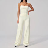 Yoga Suit Gym Fitness Set Hanging Neck Slim Sports Tank Top High Waist Wide Leg Pants Tracksuit Outdoor Running Athletic Wear