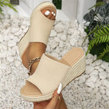 2024 Big Size 43 Women's Comfy Walking Wedge Espadrilles Sandals Summer Leisure Round Toe Platform Ankle Strap Shoes