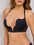 Sexy Back Cross Bra Women's Black Deep V Underwear Set Pull up Brassiere 2024 Fashion New Women's Wear A2797