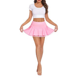 Women's Pleated Mini Skirt Elastic High Waist Lace Ruffle Short Skirts Japanese Lolita Casual Summer Fall Skirt ﻿