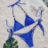 DEKA Sexy Halter Metal Chains Diamond Bikini Set Shiny Rhinestone Bikini Women Swimsuit Female Swimwear Bathing Suit Swim