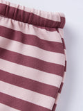 Women's Summer Striped Short Outfits Casual Stylish Short Sleeve Tee Tops and Shorts 2 Pcs Sets Daily Casual Sporty Loungewear