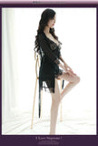 TJ large size see-through suspender sexy temptation lace nightgown temptation mesh pajamas