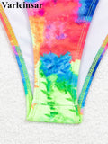Sexy Printed Tie Dye Halter Brazilian Bikini Women Swimwear Female Swimsuit Two-pieces Bikini set Bather Bathing Suit Swim V6313