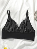 Stainless steel bra black women's underwear sexy Lingerie lace bra daily minimalist girl vest MR3514