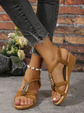 Wedge Sandals for Women Summer Comfortable Non Slip Beach Shoes Woman PU Leather Platform Roman Sandalias Mujer