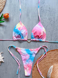 Women's Solid Color Sexy Bikini Set 2-piece Split Beach Swimsuit Red