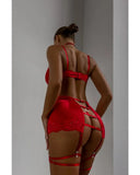 Toucheart Sexy Lingerie Set for Women Mesh Perspective Bra Set Lace Lace Splicing Sexy Hip-pack Skirt Sexy Underwear Garters Set