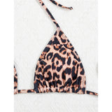 With Skirt Leopard Halter Bikini Female Swimsuit Women Swimwear Frilled Bather Bathing Suit Swim Three-pieces Bikini set K8068