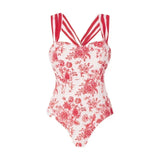 2Pc Striped One Piece Swimsuit 2025 Sexy Bandeau Push up Bikini with Bow Tie Female Swimwear Cover up Beachwear for Women